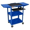 Luxor AVJ42KBDL-RB - Adjustable Height Steel A/V Cart - Pullout, Drop Leaf