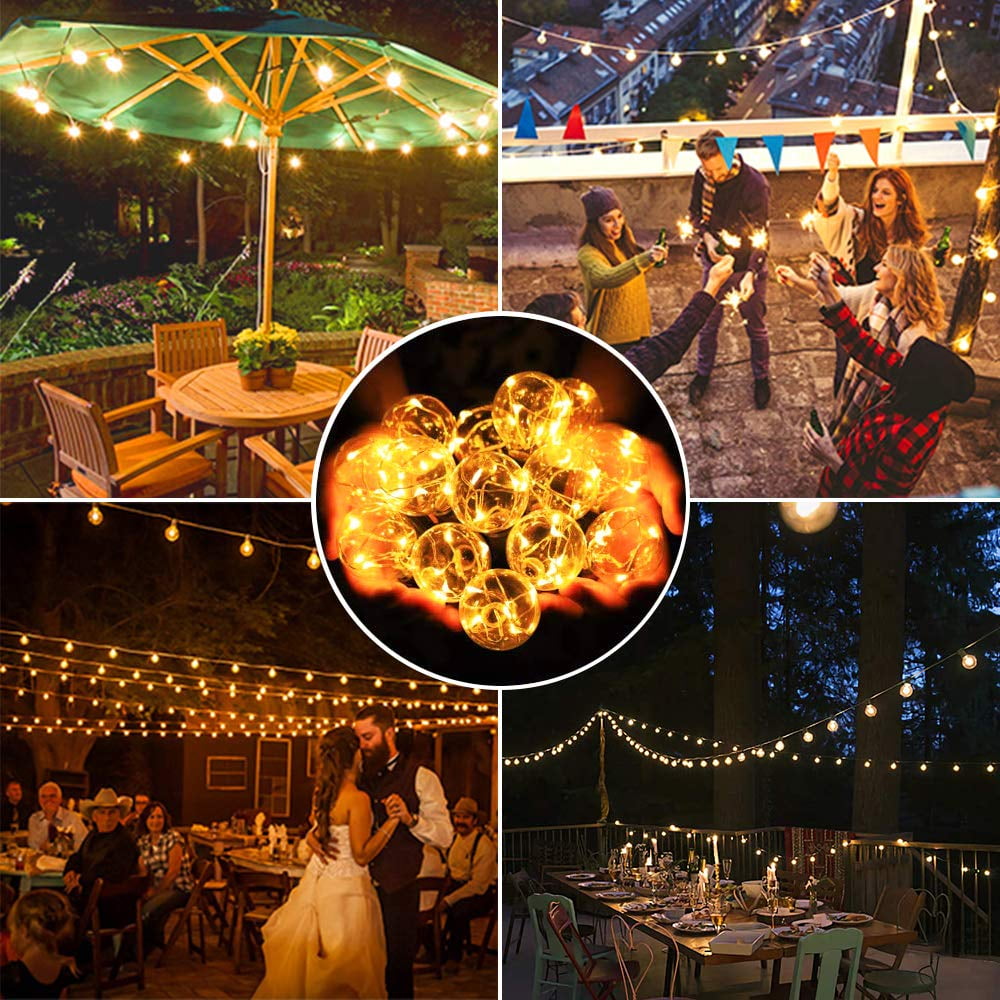 Yi Lighting 39 FT Outdoor String Light with 30pcs Globe LED Bulbs, Weatherproof for Patio Porch Backyard Party Wedding Holiday