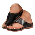 thumbnail image 3 of Orthopedic Sandals for Women Trendy Cutout Toe Ring Flip Flops with Arch Support Casual Low Wedge Slides Black Size 7.5, 3 of 6