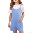 thumbnail image 2 of Fozruso Cute Jumpsuits for Girls Girls Summer Sleeveless Casual Romper Spaghetti Strap Shorts Jumpsuit With Pockets Sizes 11-12 Years(Blue), 2 of 7