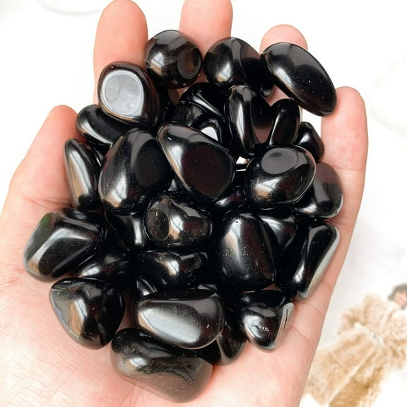 2Set Natural Obsidian Healing Stones for Reiki Balancing Oval Stones Pocket Palm Stones 15~20mm 50g/set