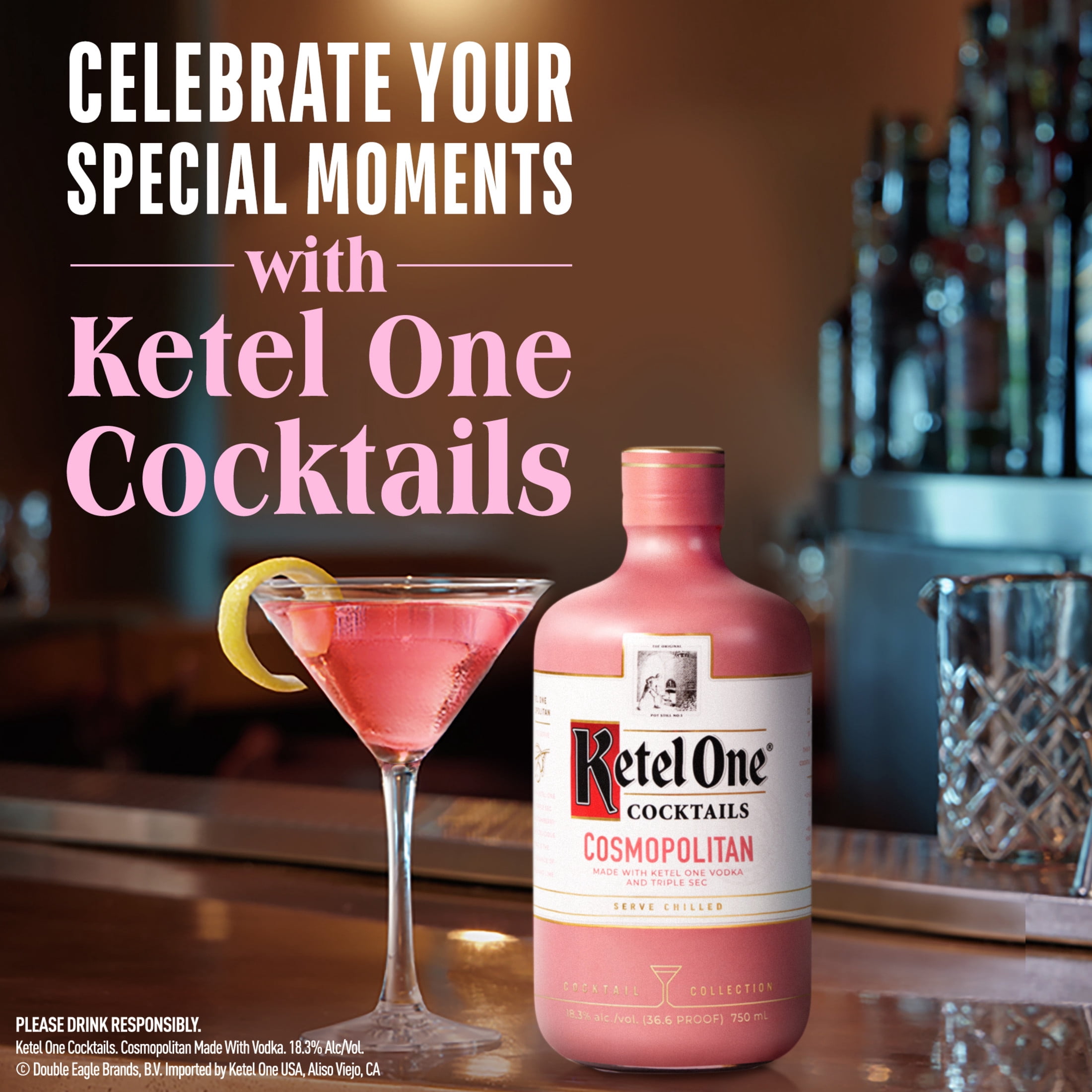 Ketel One Cosmopolitan Cocktail (Made with Ketel One Vodka), 750 mL, 18% ABV