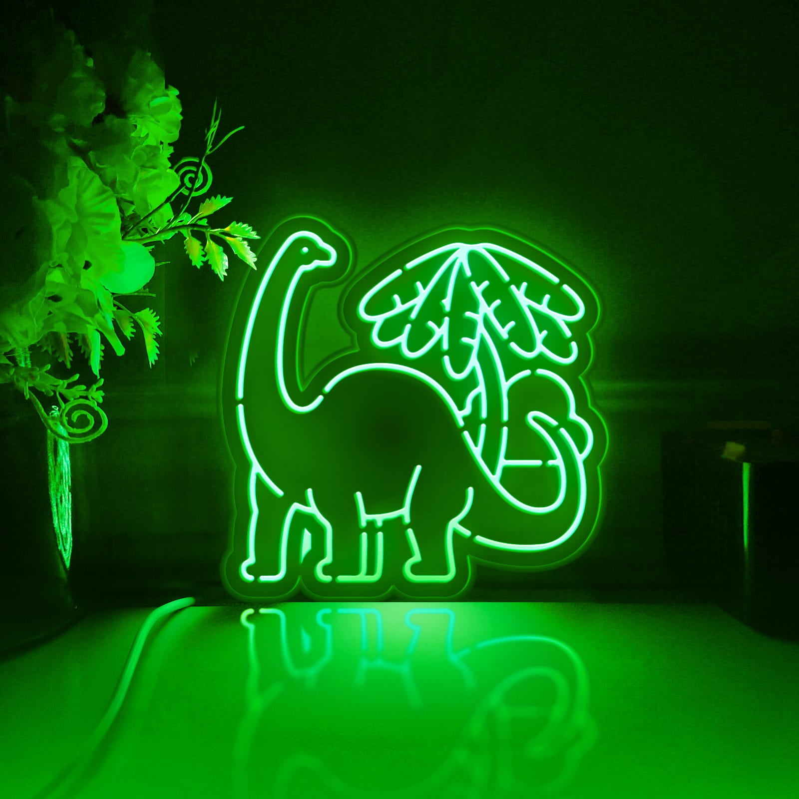 Dinosaur Led Light Box, Dimmable Neon-Like Light Signs USB Power for Wall Decor Bedroom Decoration, Color Flow Effect (WxH) 16"x15"
