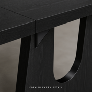 KIOOTTO Rectangular Dining Table with U-Cut Panel Legs, Black
