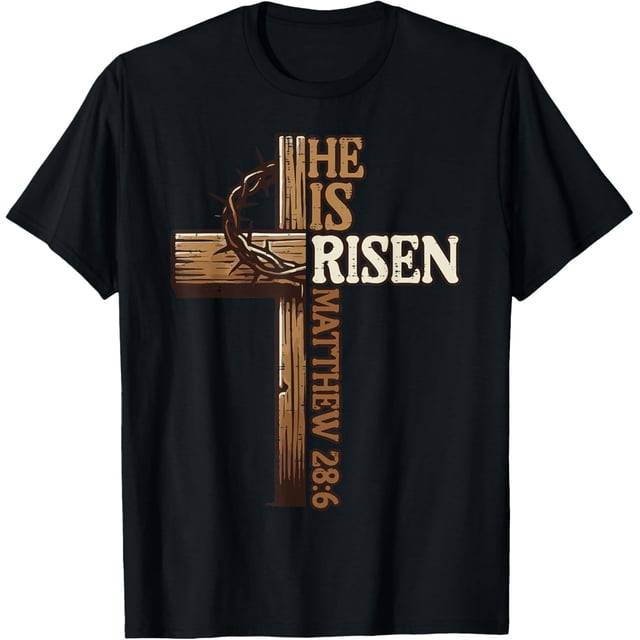 Easter Cross He is Risen Jesus Christian - Camiseta para hombre y mujer