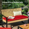 thumbnail image 2 of MF Studio 4-Piece All-Weather Rattan Patio Furniture Set, Outdoor Conversation Set with Wood Table, Yellow and Red, 2 of 10