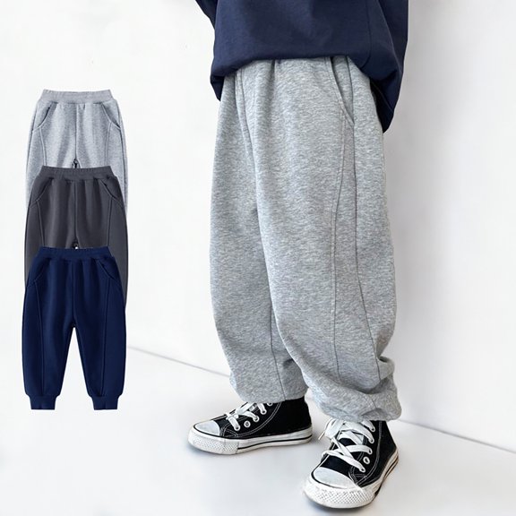 jiaxiM Boys Sweatpants Athletic Elastic Waist Pull-On Baggy Pants with Pockets Boys Active Cotton Jogger Pants