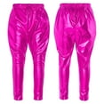 thumbnail image 6 of inhzoy Kids Girls Boys Stylish Harem Pants Shiny Metallic Dance Bottoms Hip Hop Dancewear Stage Performance Sweatpants Hot Pink 12-24 Months, 6 of 6