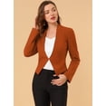 thumbnail image 3 of Chaqueta Corta Casual Allegra K De Negocios Sin Cuello Para Mujer Marrón XL, 3 of 6