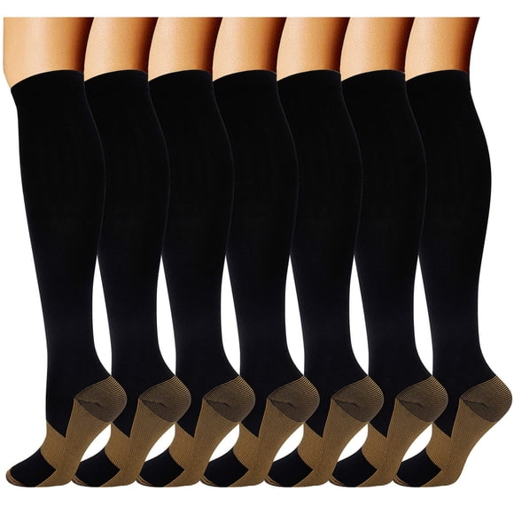 Calcetines de compresión para parejas dobles, 7 pares, 20-30 mm Hg, cobre