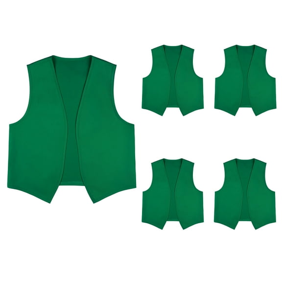 TOPTIE 5 Pack No Pocket Unisex Vest Peasant Costume Vest Volunteer Work Vest-Green-M