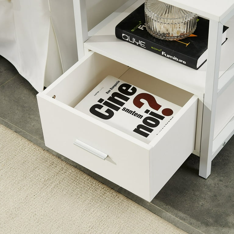 Ludie Block End Table with Storage Base Color White Color White Overall Product Weight 46 lb. Walmart
