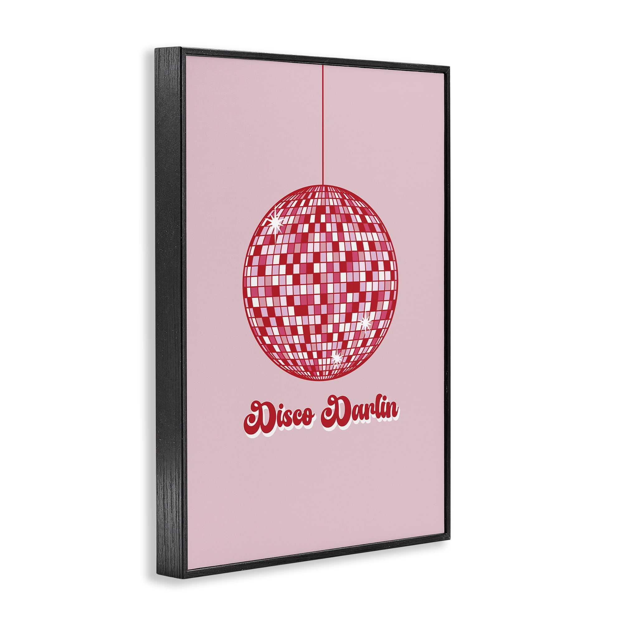 Stupell Industries Retro Disco Darlin Typography Painting Black Framed Art Print Wall Art, 12 x 18