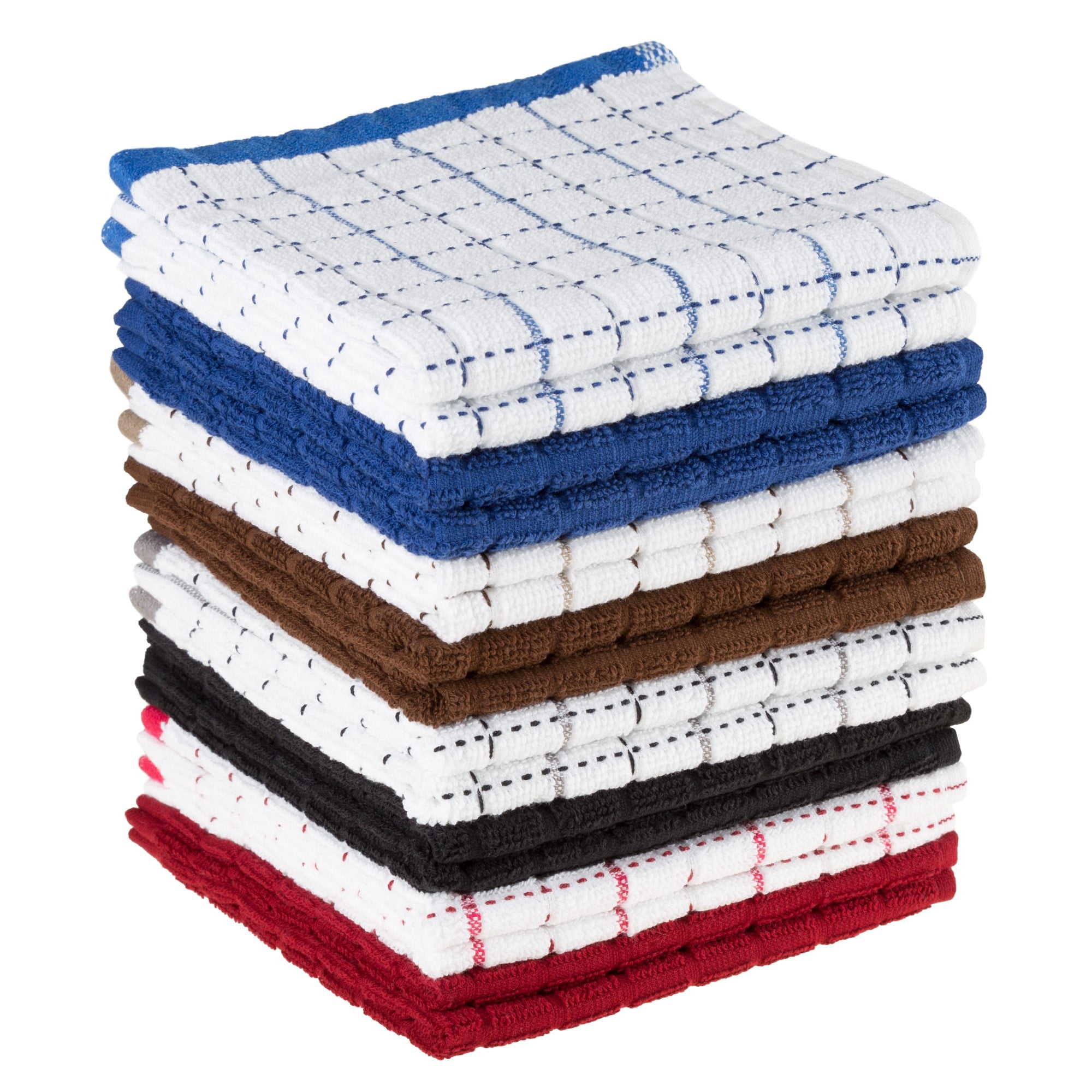 Trademark Global Dish Cloths Pack, Set of 16 Kitchen Wash Towels