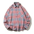 thumbnail image 3 of WREESH Men's Plaid Shirt Fashion Casual Long Sleeve with Pockets Button Down Shirt in a Classic Plaid Print Red, 3 of 5