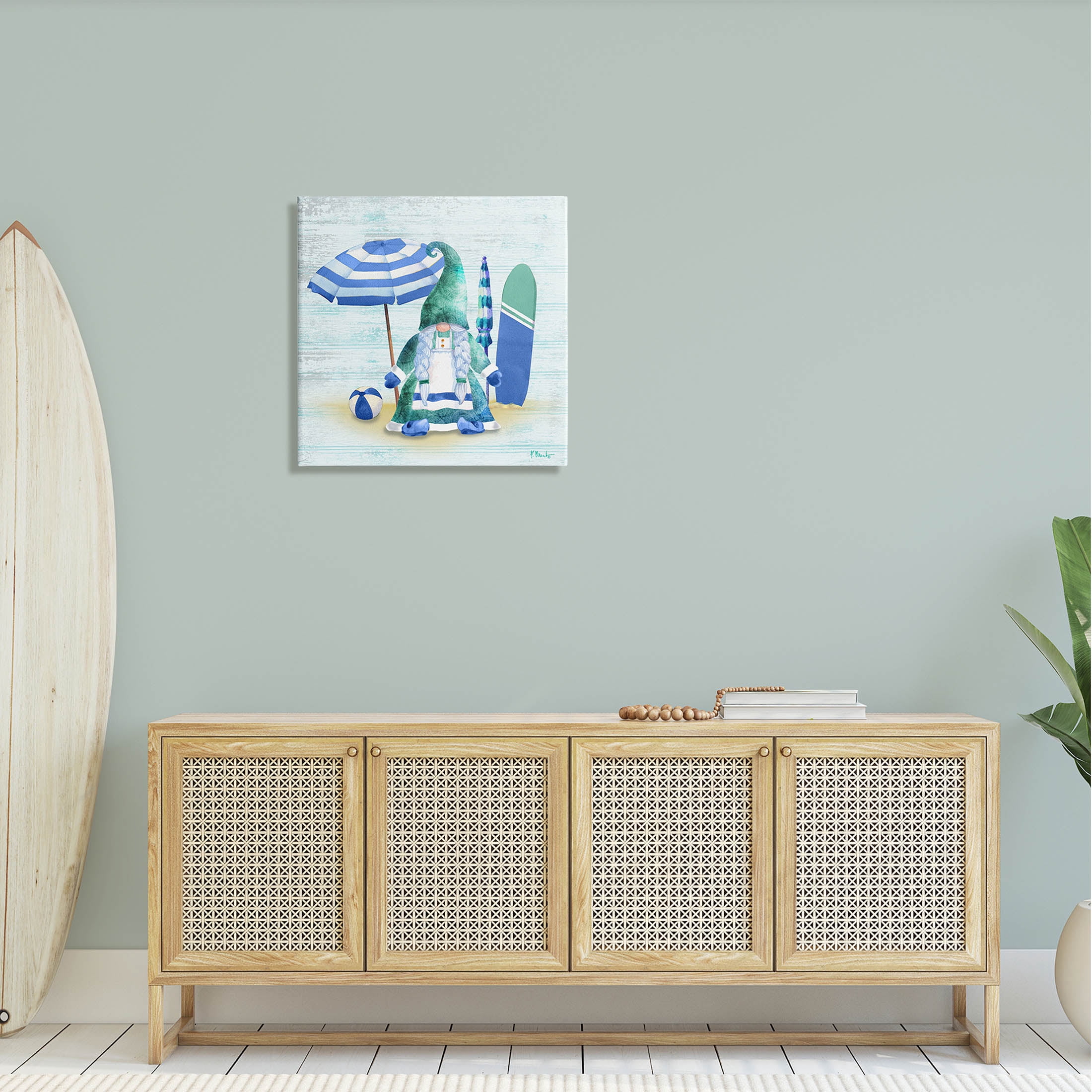 Stupell Industries Coastal Gnome Braided Summer Surfer Graphic Art Gallery Wrapped Canvas Print Wall Art, Design by Paul Brent