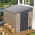 thumbnail image 6 of YODOLLA 8' x 6' Outdoor Storage Side Shed Metal Attached Lean-to Shed Galvanized Storage Building for Backyard in Brown, 6 of 7