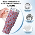 thumbnail image 3 of Logiee Strawberries Print 40OZ Ice Bully Cup with Handle and Straw, Double Wall Stainless Steel Tumbler,Travel Coffee Cup with Lid, Summer Insulation and Cooling Cup, 3 of 8