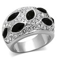 thumbnail image 1 of Women Rhodium Brass Ring with Synthetic in Jet - Size 5, 1 of 1