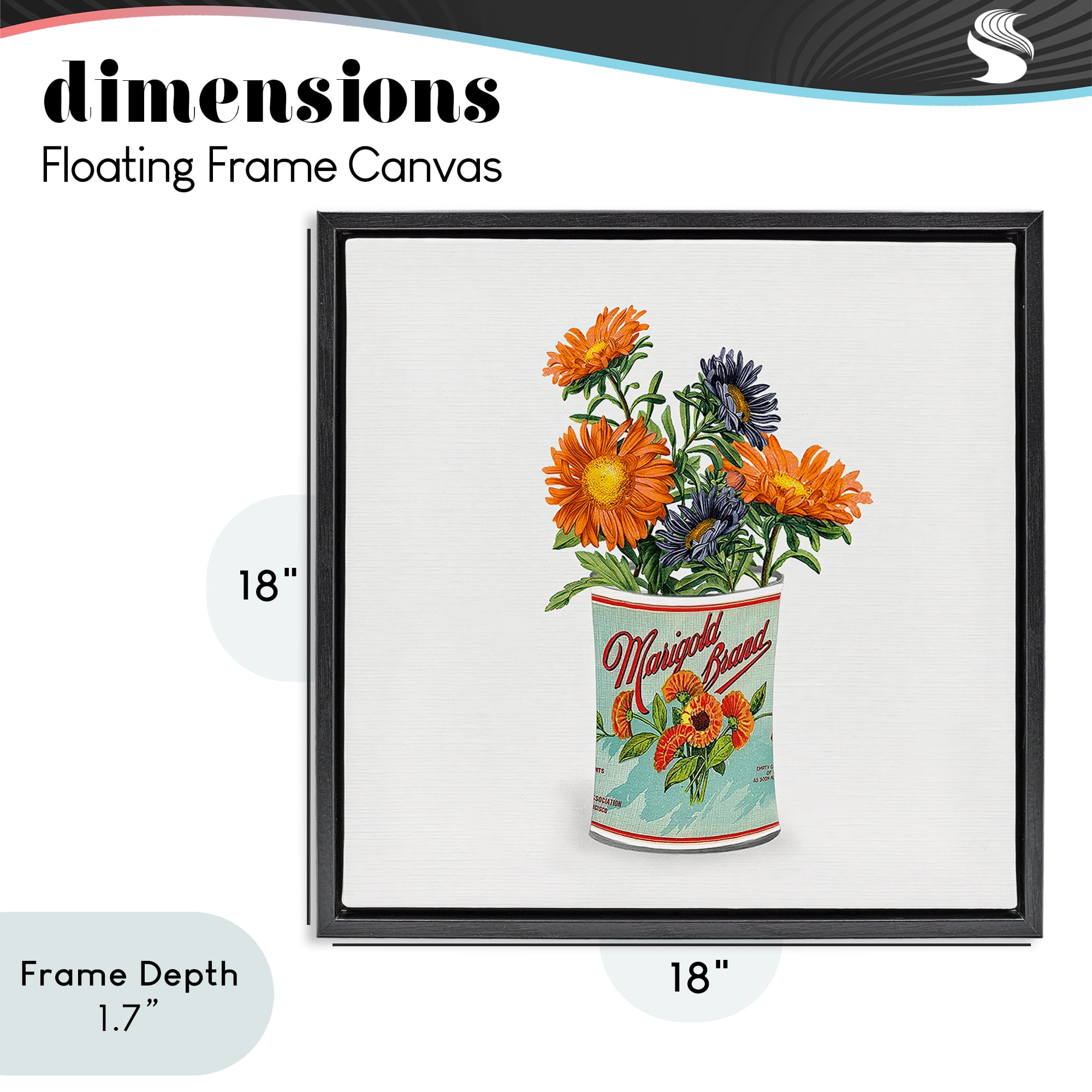 Stupell Industries Nostalgic Marigold Tin Bouquet Black Framed Floater Canvas Wall Art, design by Val Rhodes