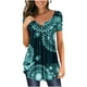 thumbnail image 1 of Pntutb Mujeres Moda V-Cuello Gradiente Impreso Túnica tops Botones Camiseta de manga corta Pntutb Pntutb-368, 1 of 6