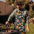 thumbnail image 4 of Pioneer Flower Floral Print Pattern Cotton Linen Apron with Pockets, Waterproof Adjustable, 33x27 Inch for Kitchen, Gardening, BBQ, Salon, 4 of 6