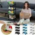 thumbnail image 2 of AZXY 2 Tier Rolling Cart,Plastic Utility Cart Storage Organizer with Handle and Wheels,Small Rolling Cart,Rolling Cart Organizer,Movable Storage Organizer Kitchen Living Room Office School,Black, 2 of 5