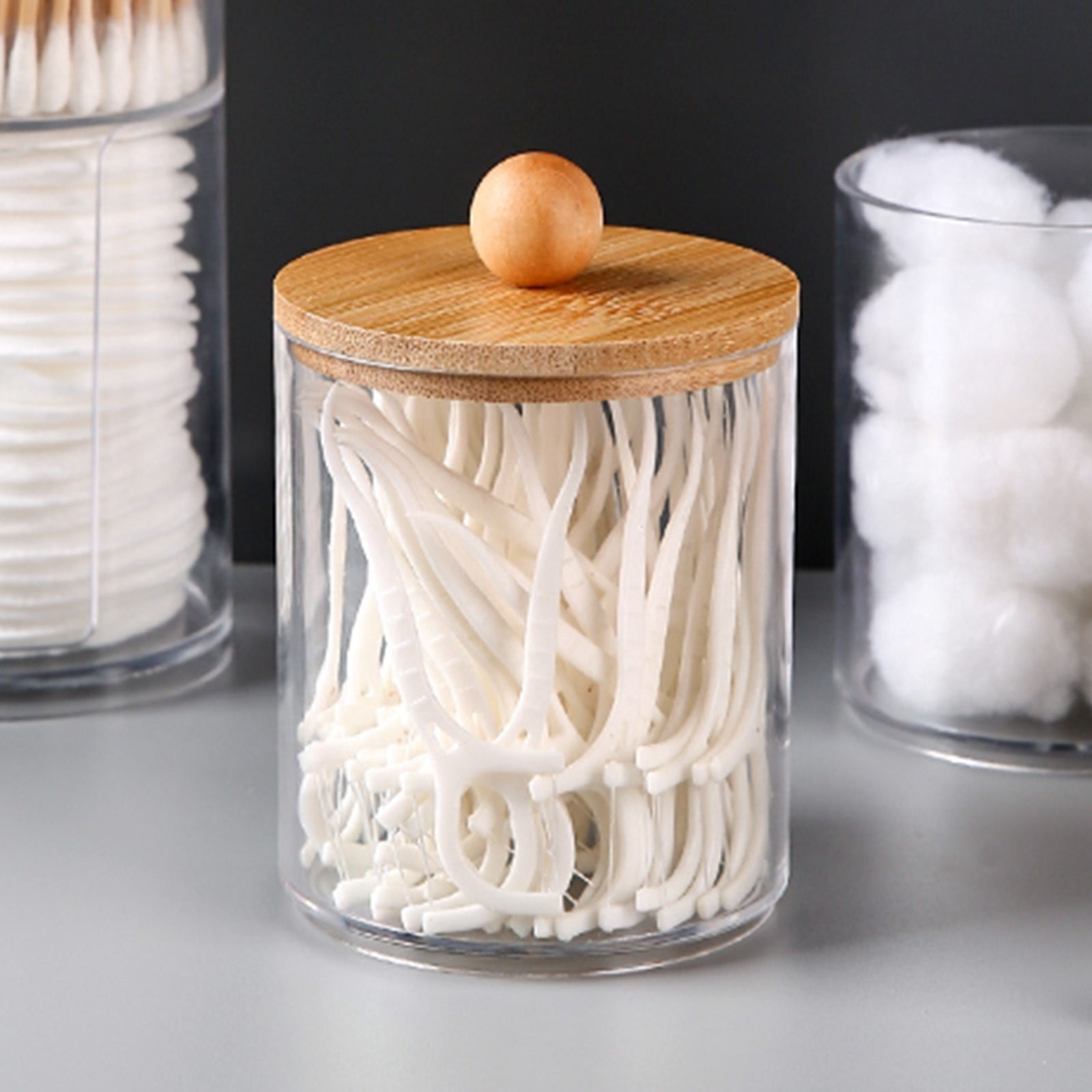 Support De Coton-tige De 7 Oz, Distributeur De Boules De Coton Qtip Pot Apothicaire Pour Recipients De Salle De Bain Pour Stockage 88899568 Support De Coton-tige De 7 Oz, Distributeur De Boules De Coton Qtip Pot Apothicaire Pour Recipients De Salle De Bain Pour Stockage 88899568