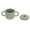 thumbnail image 4 of Vaso de aprendizaje para bebés de silicona con doble asa, fácil de limpiar, a prueba de fugas, color verde, 4 of 14