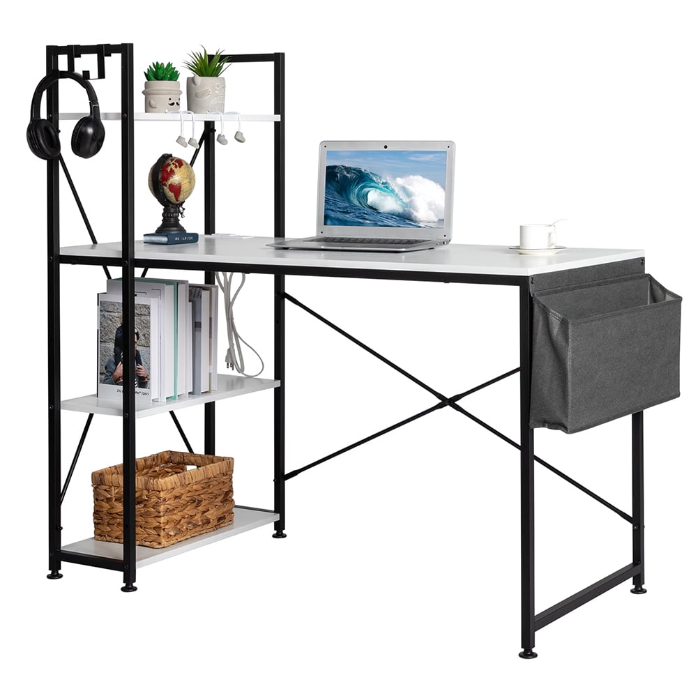 Kadyn Computer Desk, Side Storage Desk with Non-woven Bag and USB Power Port, Durable Study Table for Home, White Kadyn Computer Desk, Side Storage Desk with Non-woven Bag and USB Power Port, Durable Study Table for Home, White