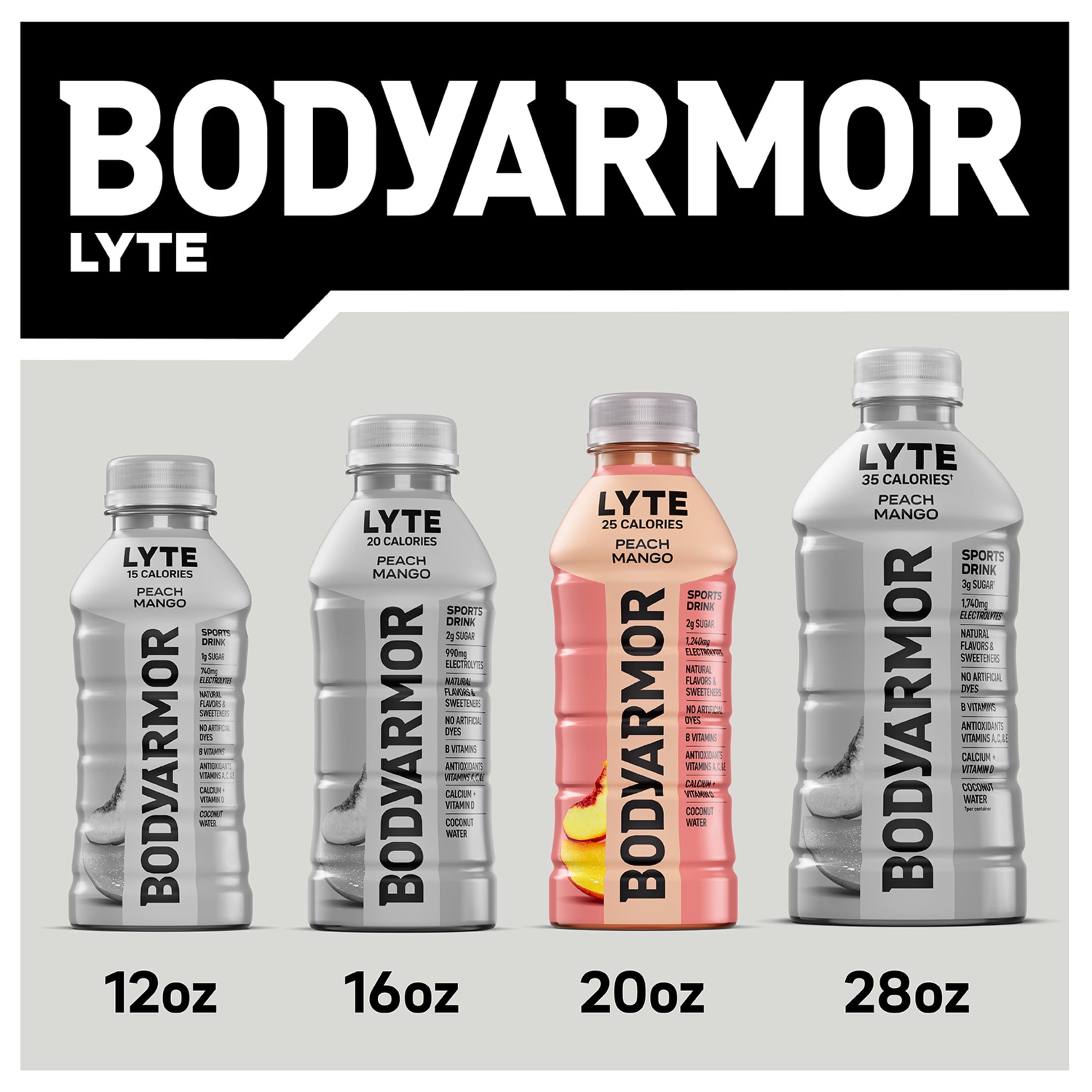 BODYARMOR Lyte Dragonfruit Berry Electrolyte Sports Drink Bottles, 20 fl oz, 6 Pack