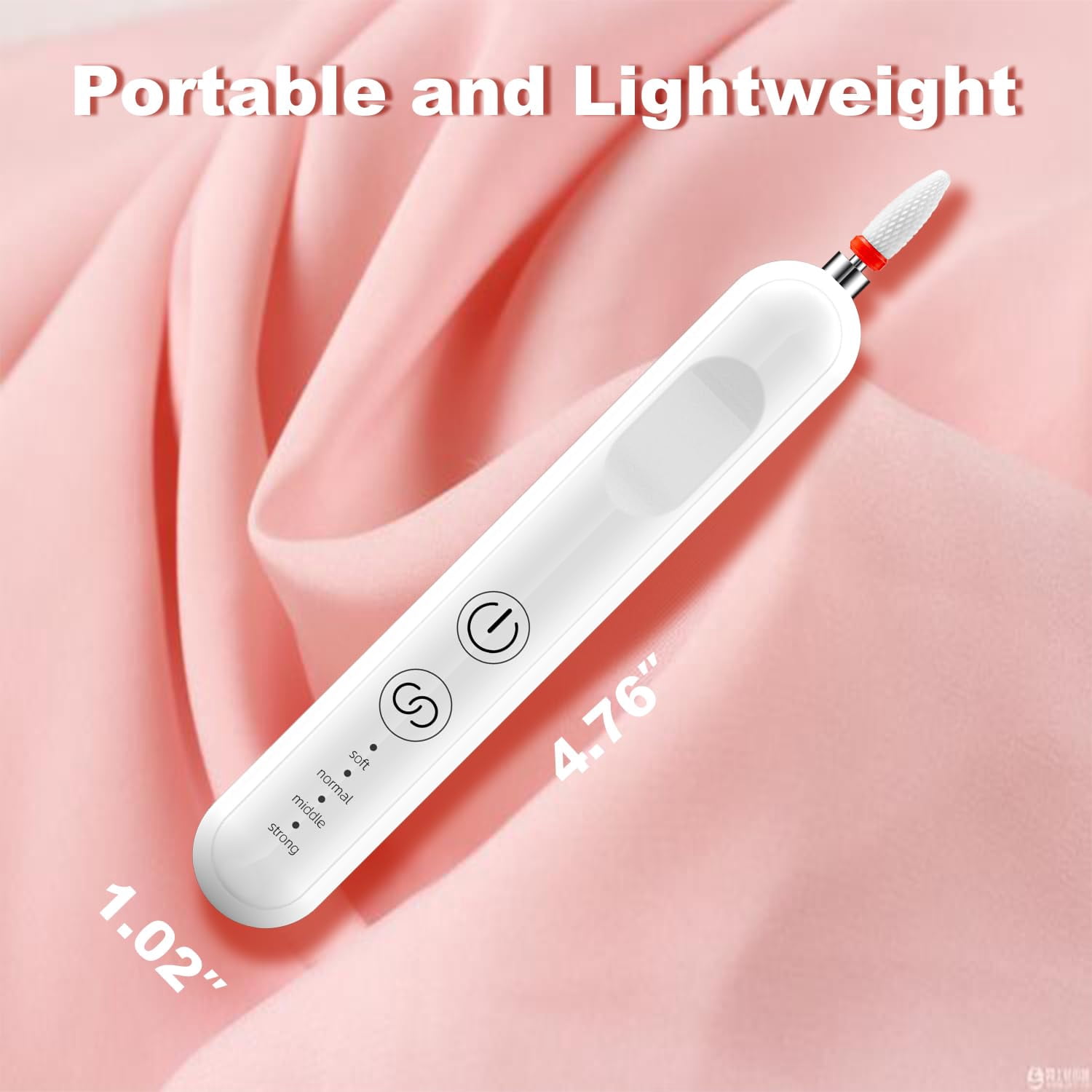 Portable Cordless Nail Drill Manicure Pedicure Drill Acrylic Gel Nail Shape Tools Nail Grinding Machine with Spotlight Red