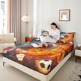 thumbnail image 4 of Homewish Gamer Football Basketball Soccer Boy 3pcs Twin Sheet Sets,Sport Theme Twin Fitted Sheet,Abstract Lightning Breathable Flat Sheet,Super Cozy Room Decor, 4 of 7