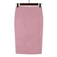 thumbnail image 4 of Ediodpoh Women's Skirts Womens Short Suede Skirt Elastic Waist Skirt Solid Color Side Slit High Waist Pencil Skirt Pink M, 4 of 8