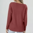 thumbnail image 4 of DeHolifer Women Tops Solid Color V-Neck Button Long Sleeve Loose Casual Knit Pullover Tops Wine S, 4 of 5