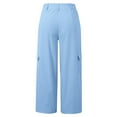 thumbnail image 4 of Dpytoraw Women High Waisted Wide Leg Cargo Pants Button Down Loose Casual Trendy Work Trousers With 4 Pockets Women's Casual Cargo Pants With Elastic Waist Blue L, 4 of 4