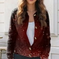 thumbnail image 6 of Women's Fashion Christmas Printed Long Sleeve Knitted Cardigan Button Down Jacket for Holiday Casual Wear and Women's Outerwear with Festive Design,Wine,5XL, 6 of 6