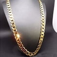 thumbnail image 3 of Pure Gold Color Men‘s Cuban Chain Necklace Jewelry Plated 24k Gold 10mm Heavry Link Chain Necklace for Men 55/60/65/70CM Long SIHAO, 3 of 6