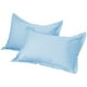 thumbnail image 4 of Juego de ropa de cama de 3 piezas de poliéster azul con sábana bajera y fundas de almohada. Funda de colchón de 220 x 180 cm y fundas de almohada de 74 x 48 cm. Color liso. Acabado lavado resistente R, 4 of 9