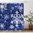 thumbnail image 2 of Merry Christmas Snowflake Shower Curtain Set, Happy Holiday Winter Black White Bathroom Decorative Winter Waterproof Fabric 72x72 Inch with 12 Hooks, 2 of 6