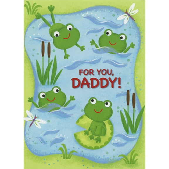 Designer Greetings Frogs Jumping and Swimming in Blue Water Juvenile Daddy Father's Day Card from Kids : Children