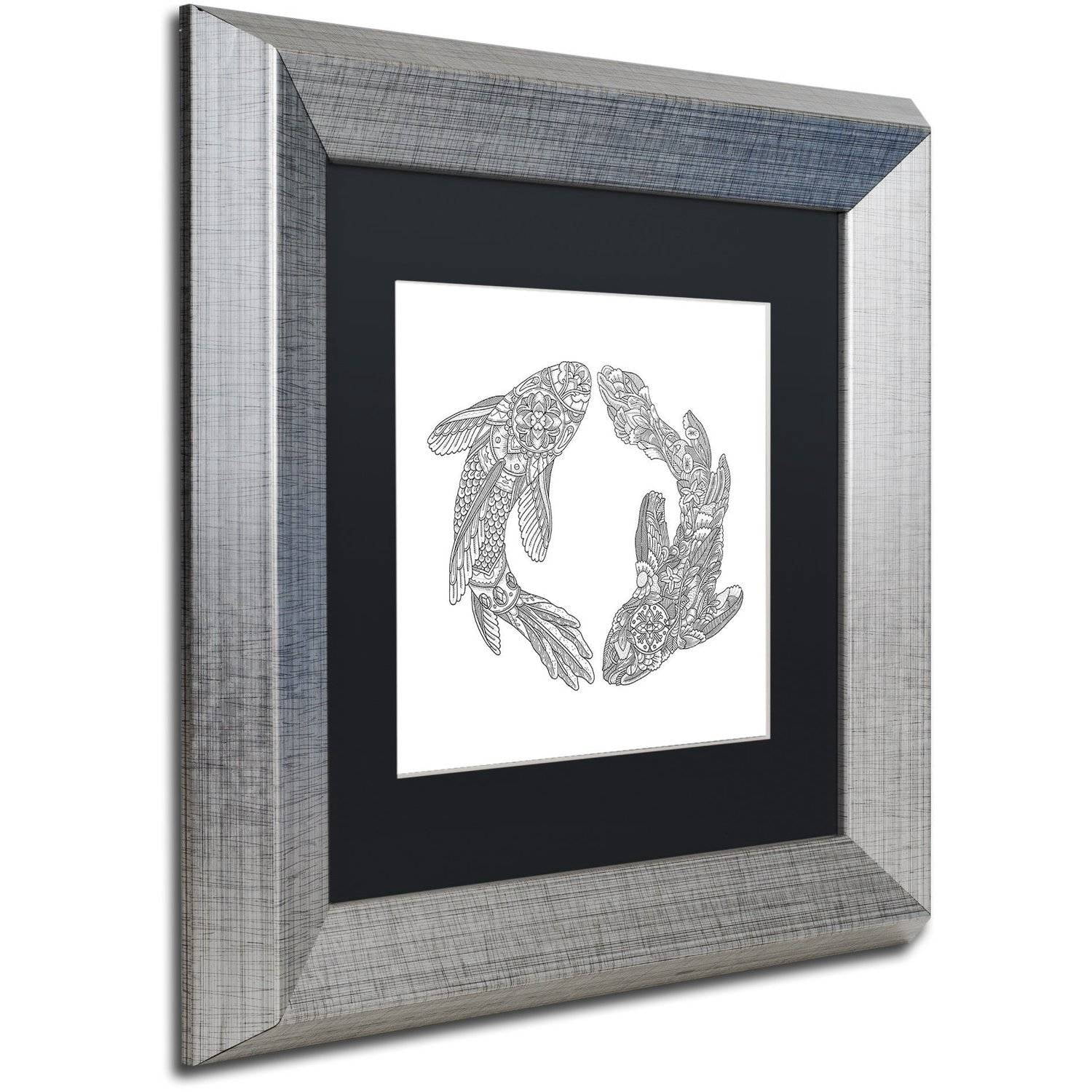 Trademark Fine Art "Koi Fishes" Canvas Art by Filippo Cardu, Black Matte, Silver Frame
