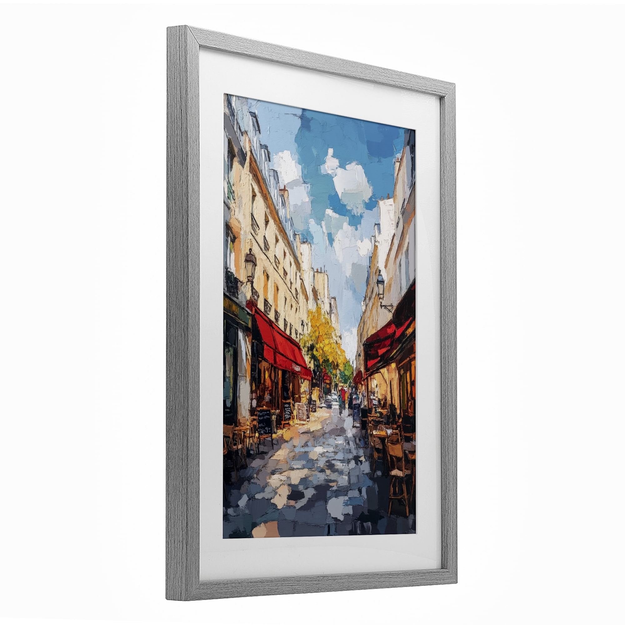 Stupell Industries Charming Paris Street Scene Gray Framed Print Under Glass, design by Petal Prints Design