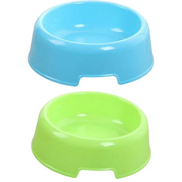 2pcs Dog Bowls Pet Cat Food Bowls Plastic Round Water Food Feeder Dish