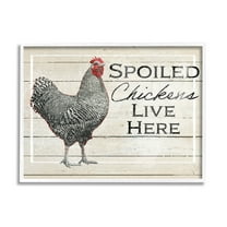 Stupell Industries Spoiled Chickens Live Here Phrase Graphic Art White Framed Art Print Wall Art, Design by The Saturday Evening Post