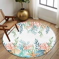 thumbnail image 2 of Round Rug 5Ft Washable Non-Slip, Marine Life Circle Area Rugs for Living Room Bedroom, Nautical Underwater Coral Shell Starfish Watercolor Indoor Floor Mats Carpet Runner for Home Decor Aesthetic, 2 of 8