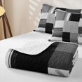 thumbnail image 4 of Erosebridal Gray Block Patchwork Bed Spread Queen for Boys Girls, Abstract Line Print Queen Coverlet Set, 3-Piece, 4 of 7