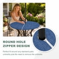 thumbnail image 4 of Round Outdoor Tablecloth with Umbrella Hole and Zipper, Navy Blue Tablecloth with Elastic Waterproof, Vintage Country Monochrome Farmhouse Patio Table Covers for 55" - 60" Picnic Pool Tables, 4 of 9