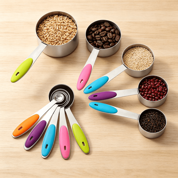 Measuring Cups and Spoons Set, 10Pcs Stainless Steel Measuring Cups Set, Nesting Measuring Cups with Easy to Read, Kitchen Utensils for Cooking and Baking
