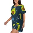 thumbnail image 2 of Bixox Women's Avocado in Space Printed Pajama Set 2 Piece Lounge Set Top and Shorts Soft Pajamas, Shorts with Pockets, 2 of 7